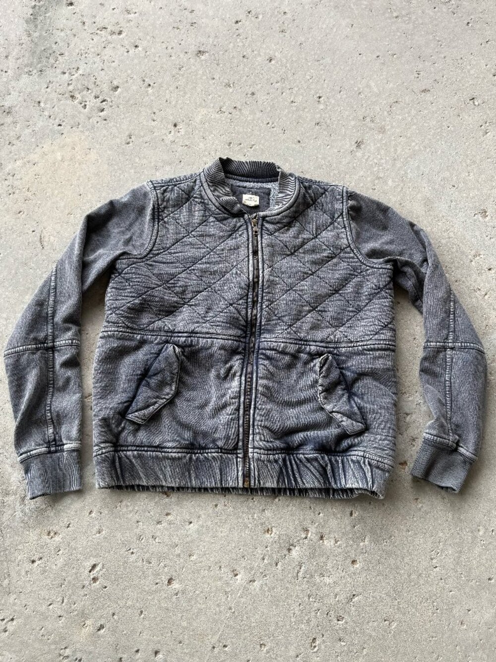 O'Neill Quilted Sherpa Fleece Lined Bomber Jacket Gray Acid Wash Women's XS